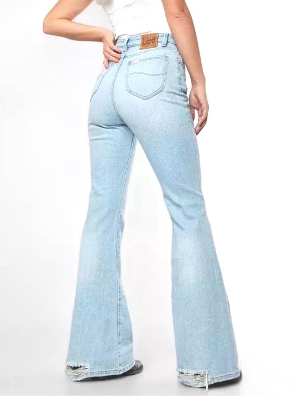 Y2K Lee Light Blue High-Rise Flare Jeans 25